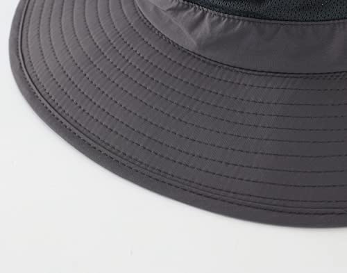 Home Prefer Outdoor UPF50+ Mesh Sun Hat Wide Brim Fishing Hat with Neck Flap Sun Hat for Men Women - color: Dark Gray