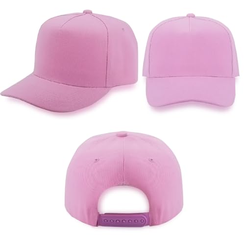 12 Pack Seamless Baseball Caps Wholesale Bulk - No Center Seam, DIY Friendly, Adjustable Breathable Lightweight for Men Women - color: Pink