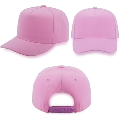 12 Pack Seamless Baseball Caps Wholesale Bulk - No Center Seam, DIY Friendly, Adjustable Breathable Lightweight for Men Women - color: Pink