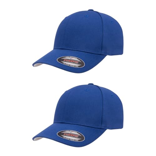 Flexfit 5001 Standard Cotton Twill 6-Panel Fitted Baseball Cap - color: Royal, size: Small-Medium