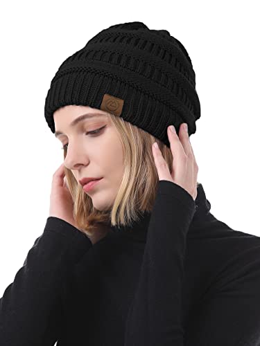 American Trends Winter Hats for Women 4 Pack Beanie Hats Caps Knit Chunky Slouchy Beanie Hats - color: Black&light Grey&white&beige