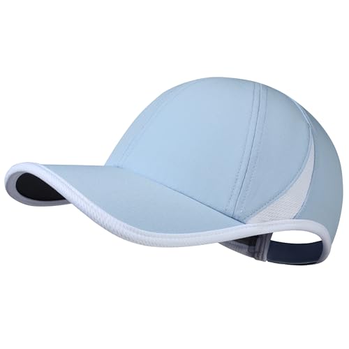 GADIEMKENSD Performance Running Hat, Stretchy Fabric with Vented Mesh for Outdoor Workouts - color: Light Blue