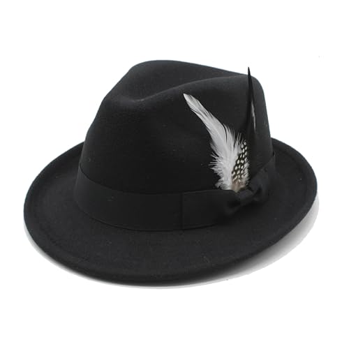 LIDHAY Classic Fedora Hats for Men & Women Vintage Style Short Brim Felt Hat Panama Fedora Hats with Bands - color: Black