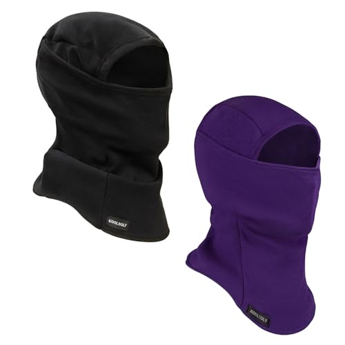 KOOLSOLY Ski Mask Balaclava Cold Weather Warm and Fleece Face Mask Neck Warmer Full Face Mask for Men&Women - color: Blcak*purple