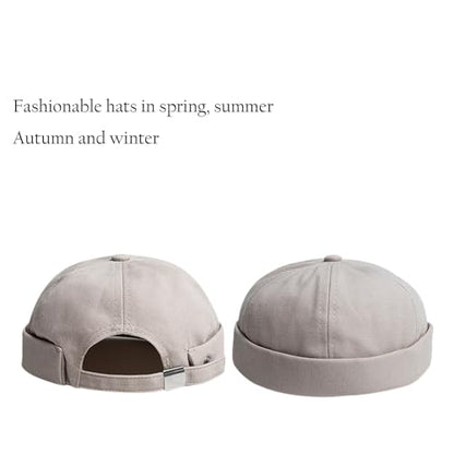 Adjustable Unisex Hip-Hop Docker Hat Dome Brimless Hats - color: Beige
