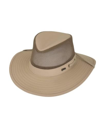 Outback Trading Company Men's 14726 River Guide Ii Canvas Breathable Moisture Wicking UPF 50 Outdoor Hat with 4" Mesh Crown - color: Sand, size: Medium