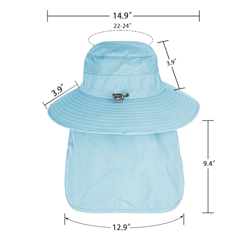 ZOORON Sun Hats for Men Women with Neck Flap Fishing UPF 50+ UV Protection - color: Blue