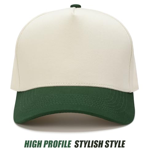 MEINICY Vintage Trendy Trucker Hat, 5-Panel Plain Snapback Hat - color: Beige Green