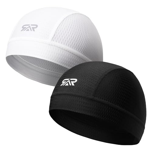 LONGLONG 2-Pack Breathable Skull Caps Helmet Liner for Motorcycle Hard Hat - color: Black+white