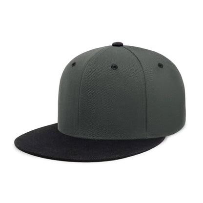 CHOK.LIDS Classic Snapback Flat Bill Hat Blank Adjustable Baseball Cap - color: Charcoal/Black