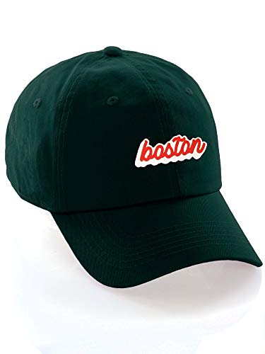Classic Unstructured USA Cities Baseball Dad Hat 3D Raised PVC Letters Cap - color: Boston Hunter - White Red
