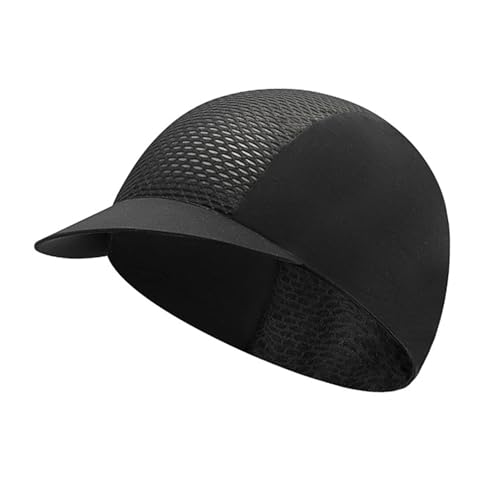 Cycling Cap for Men Women, Cooling Bike Hat with Sun Visor Summer Skull Cap Helmet Liner Bike Cap - color: Black