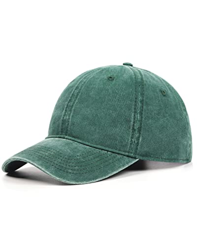 Zylioo XXL Baseball Cap for Big Heads Men Women, Washed Denim Dad Hat - color: Hunter Green, size: X-Large-XX-Large