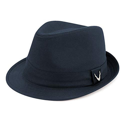 The Hat Depot Premium Paisley Lining Unisex Fedora Hat - color: 1. Premium - Navy, size: Large-X-Large