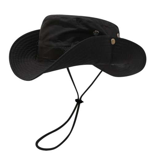 Sun Bucket Hat for Men Women Fishing Beach Safari Trendy Cotton Cowboy Cap for Golf Hiking Hunting Outdoor Boonie - color: Sun Black