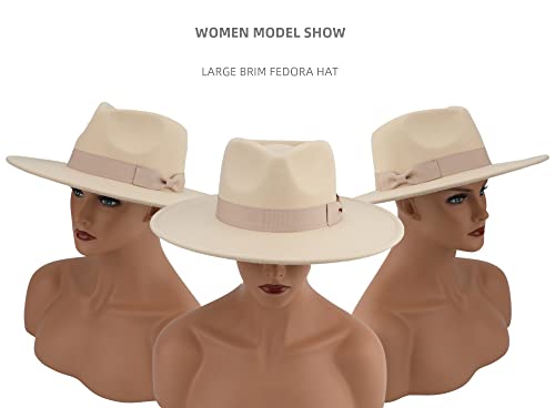 Pro Celia Big Wide Brim Women Fedora Hat - color: Peach-rice