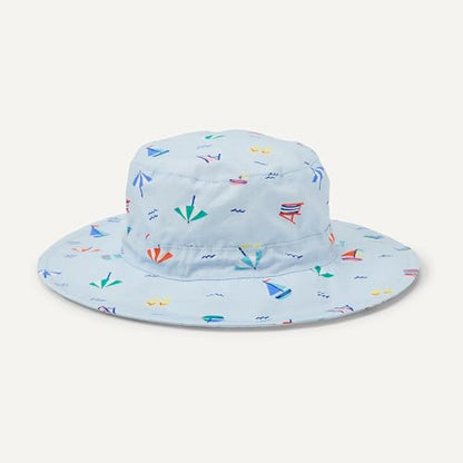 Amazon Essentials x Sofia Grainge Unisex Babies' Cotton Bucket Hat - color: Pale Blue Beach, size: 2-4T