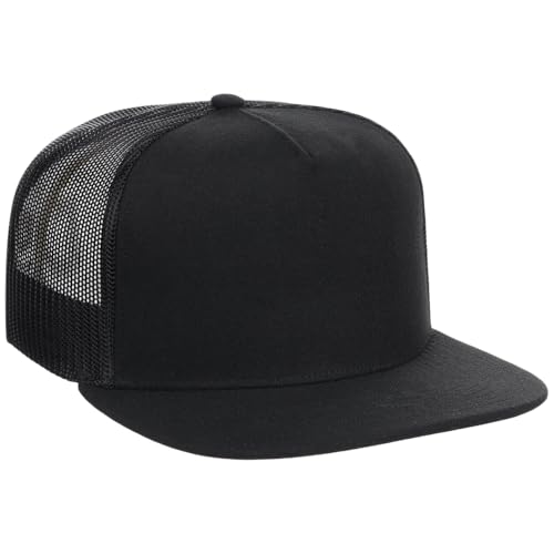 Lids Blank Essential 5-Panel Trucker Adjustable Snapback Hat - color: Black