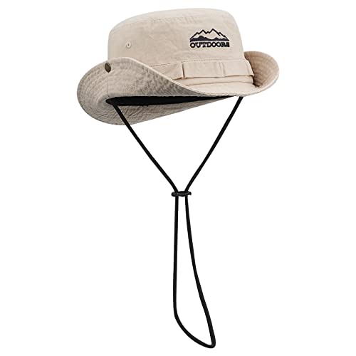 Clakllie Sun Hats for Women Men UV Protection Boonie Hats Summer Safari Jungle Hat Fishing Beach Hats UPF 50+ Camping Hats - color: S-dfh03-beige