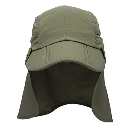 Hat with Neck Protection Detachable Multi-Purpose Summer Sun Hat Sun Protection Breathable Quick Dry UV Protection - color: Army Green, size: Large
