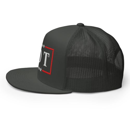 NX FDT Embroidered Flat Bill Trucker Hat High Crown Adjustable FDT Hat - color: Charcoal