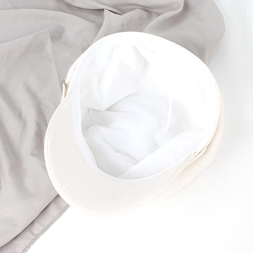 Women Cotton Blend Newsboy Cap Cabbie Paperboy Painter Visor Hat - color: White