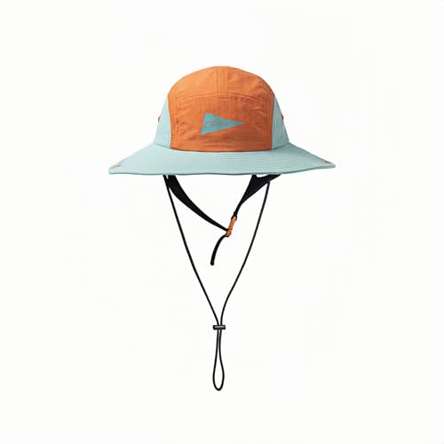 Color-Blocked Fisherman Style Sun Hat for Outdoor Camping, Surfing & Vacations - Wide Brim, UV Protective, Anti-Slip - color: B_orange & Mint