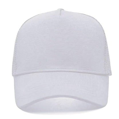 Oversize XXL Mesh Trucker Hat for Men Big Head High Crown Baseball Cap - color: White