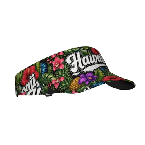 Sun Visor Hats Adjustable Open Top Sport Hat for Golf Women/Men - color: Hawaii Hibiscus