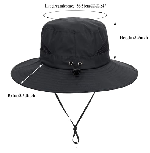 Sun Hat for Women Summer UV Protection Beach Hat with Ponytail Hole - color: Black(no Ponytail Hole)