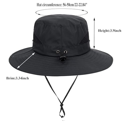 Sun Hat for Women Summer UV Protection Beach Hat with Ponytail Hole - color: Black(no Ponytail Hole)