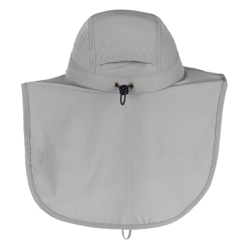 Connectyle UPF 50+ Sun Hat with Neck Flap Wide Brim Bucket Hats Breathable Fishing Hiking Gardening Safari Hat for Men Women - color: Light Grey