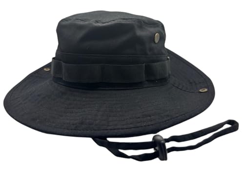 High Qualty Sun Hat 100% Cotton Size Adjustable Men Women Fishing Outdoor UPF 50+ Breathable Boonie Hat Summer UV Protection - color: Black