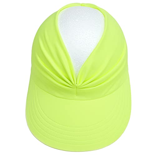 Muryobao Womens Sun Visor Hat Wide Brim Summer UPF 50+ UV Protection Beach Sport Cap - color: Neon Yellow