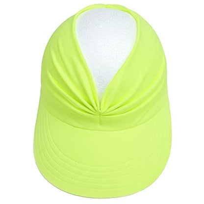 Muryobao Womens Sun Visor Hat Wide Brim Summer UPF 50+ UV Protection Beach Sport Cap - color: Neon Yellow