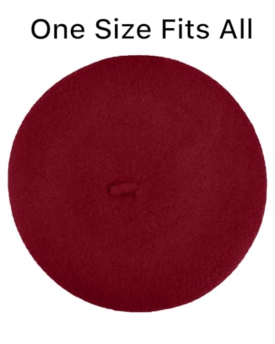 Parquet Solid Color French Beret Hat. Classic French, Casual and Chic Lightweight Cap for Women - color: Burgundy