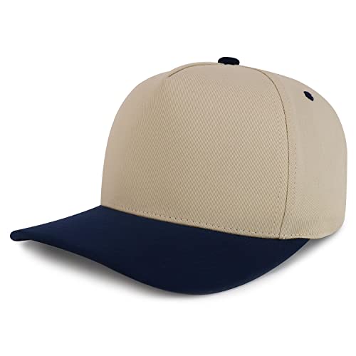 Trendy Apparel Shop Premium High Crown Cotton 5 Panel Pro Style Cap - color: Navy Stone