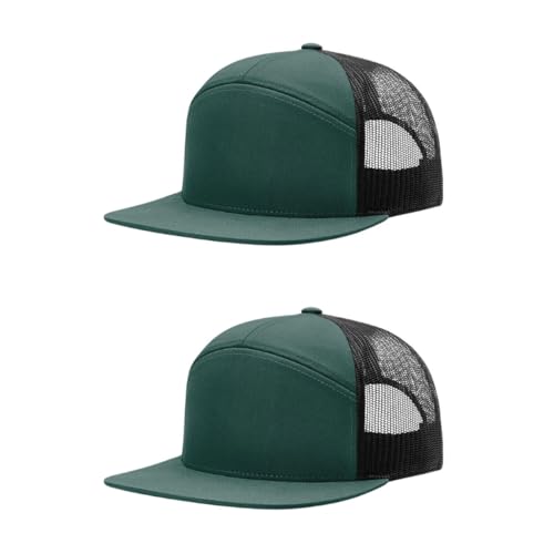 Richardson 168 Hi-Pro 7 Panel Adjustable Snapback Trucker Mesh Back Cap - color: Dark Green/Black