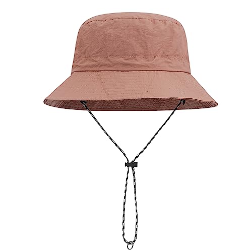 CLAPE Waterproof Bucket Hat Unisex Packable Rain Hat UV Protection Beach Sun Hat Quick Dry Fishing Safari Boonie Hat - color: Dfh07-brick Red