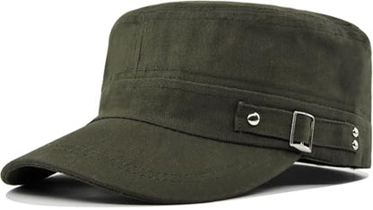 Unisex Army Cadet Cap Military Flat Top Basic Baseball Caps - color: Army Green