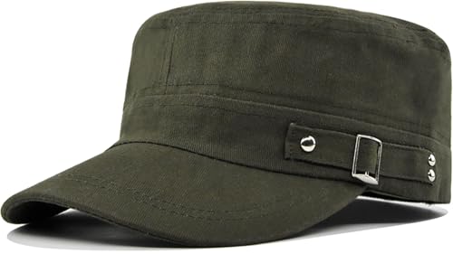 Unisex Army Cadet Cap Military Flat Top Basic Baseball Caps - color: Army Green
