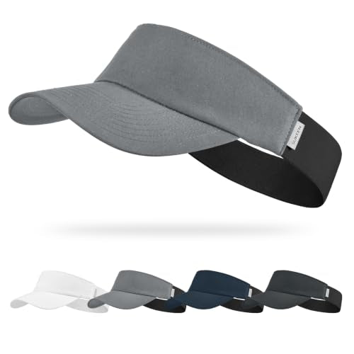 Sukeen Sports Sun Visor Hat for Women Men Lightweight Stretchy Quick Dry Cooling Athletic Visor Hat for Running, Tennis, Golf Grey