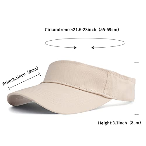 HH HOFNEN Sports Sun Visor Hats Cotton Adjustable Golf Caps for Men Women - color: #1b Beige