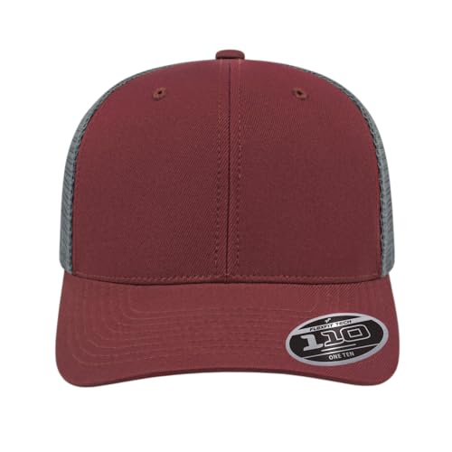 Cap America i8502 Flexfit 110 6-Panel Trucker Cap w/Adjustable Snapback - color: Maroon/Graphite