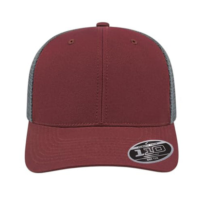 Cap America i8502 Flexfit 110 6-Panel Trucker Cap w/Adjustable Snapback - color: Maroon/Graphite