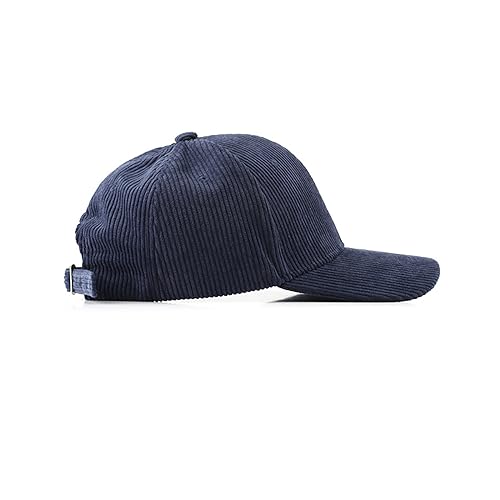 Corduroy Hat Low Profile Solid Color Baseball Caps Sun Hat Adjustable for Men and Women - color: Navy Blue