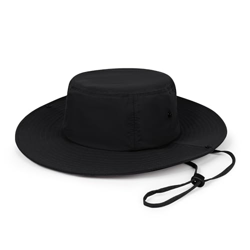 Wide Brim Sun Hats Waterproof Packable Bucket Hat UV Protection Summer Fishing Hat for Men and Women - color: Black