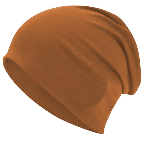 ROYBENS 100% Cotton T-Shirt Beanie for Women Men Slouchy Soft Skull Cap - color: 1pcs-brown