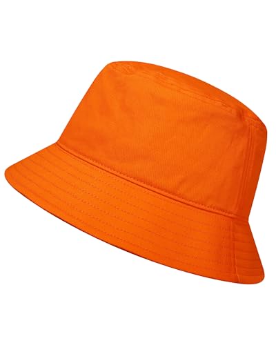 GADIEMKENSD 100% Cotton Bucket Hat - Unisex, UPF 50 Sun Protection, Lightweight, Packable - color: Orange