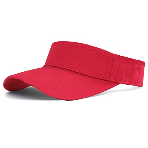 HH HOFNEN Sports Sun Visor Hats Cotton Adjustable Golf Caps for Men Women - color: #1b Red